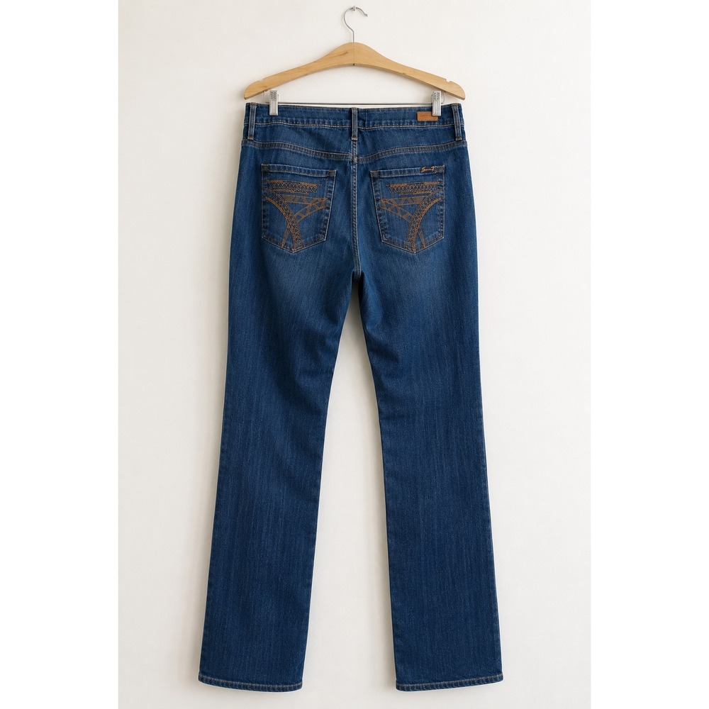 Seven7 Jeans 16W Mid Rise Micro Bootcut Jeans Stretch Dark Blue 32.5" Inseam
